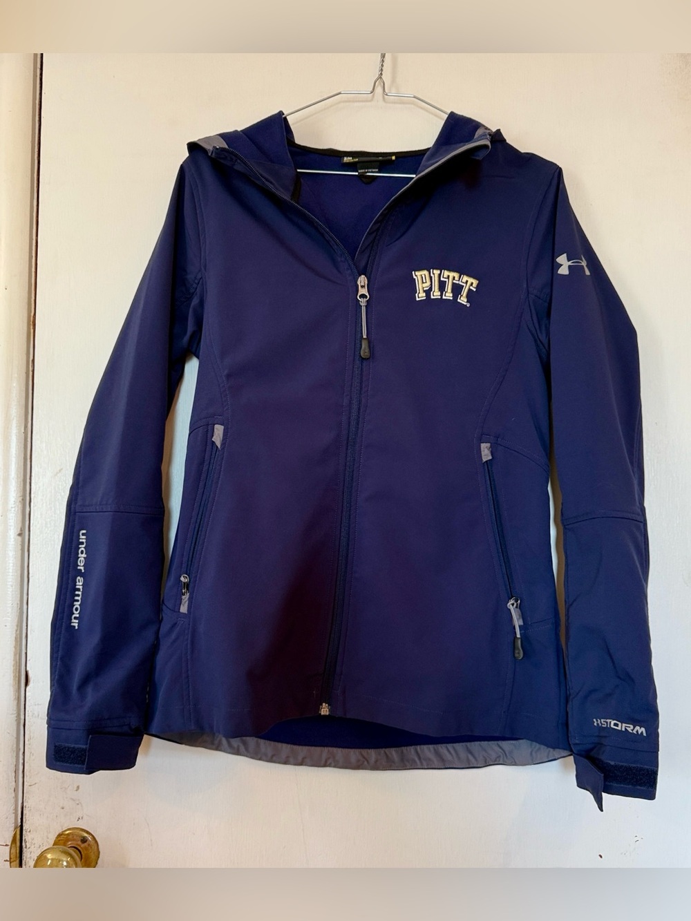 Under Armour Navy Blue Hooded Pitt Panthers Storm Soft Shell Jacket Womens small